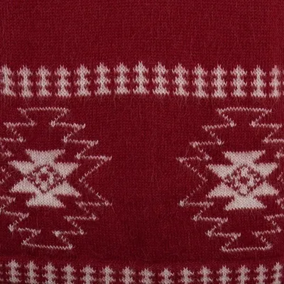 Alternate image for Red Alpaca Wool Cardigan with White Glyph Stars from Peru Glyph Stars