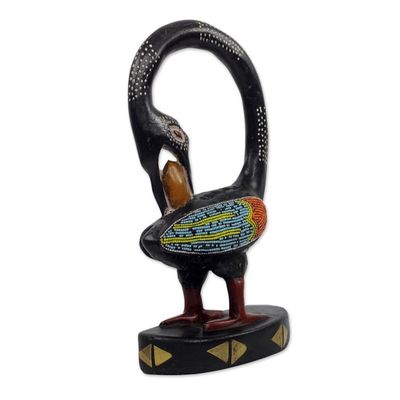 Alternate image for Adinkra Symbol Bird Wood Sculpture with Glass Beads My Lovely Bird