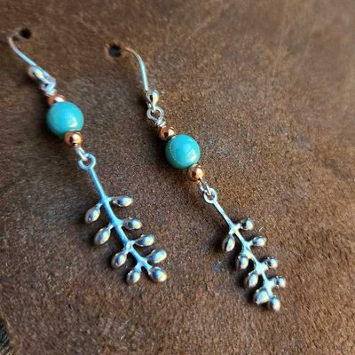 Alternate image for Handmade Long Dangle Earrings with Sterling Silver Ear Wires
