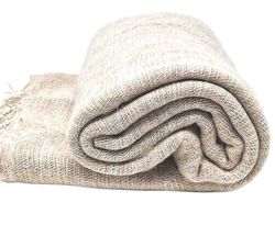 Image for Handloomed Soft, Warm Yak Wool Throw Blanket or Wrap - Wheat