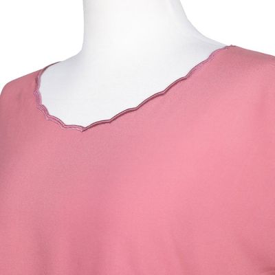 Alternate image for Embroidered Short-Sleeve Pink Rayon Blouse from Bali Timeless in Rose
