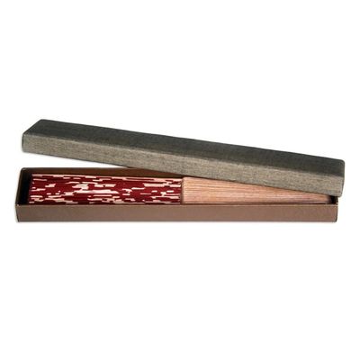 Alternate image for Batik Silk Fan Red Bali Glory