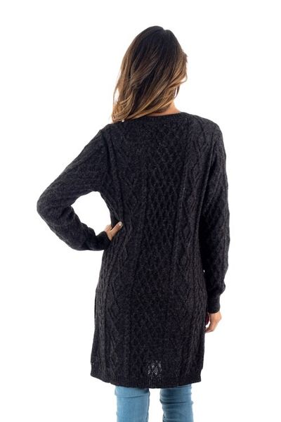 Alternate image for Charcoal Alpaca Tunic Sweater Dress Long Lines in Charcoal