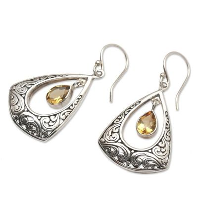 Alternate image for Citrine and Sterling Silver Dangle Earrings Lovely Temple