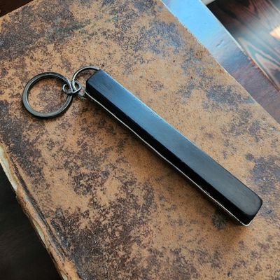 Alternate image for Real Ebony Piano Key Pendant Necklace or Key Chain, Antique 100 year old Sharp Flat Wooden Jewelry