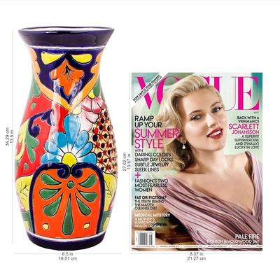 Alternate image for Curvy Talavera-Style Ceramic Vase Crafted in Mexico Colorful Curves