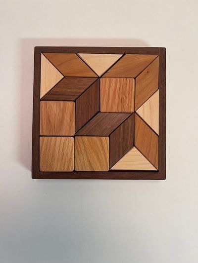 Alternate image for Small Wooden Quilters Puzzle for Home and Office  Solid Hardwood Puzzle