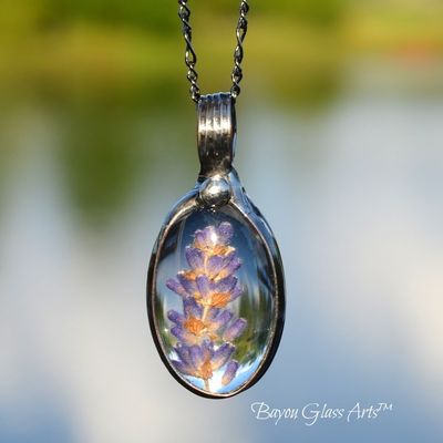 Alternate image for Real Pressed Flower Pendant Necklace for Women, Purple Lavender Jewelry