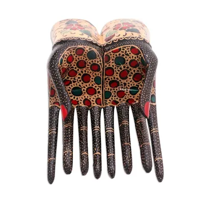 Alternate image for Floral Batik Wood Ring Holder from Java Beautiful Hands