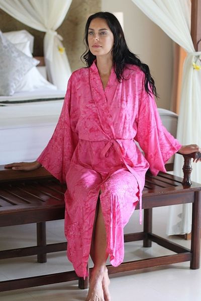 Primary image for Womens Batik Patterned Robe from Indonesia Crimson Destiny