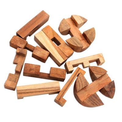 Alternate image for Handcrafted Teak Wood Puzzle Crafted in Java Mental Exercise
