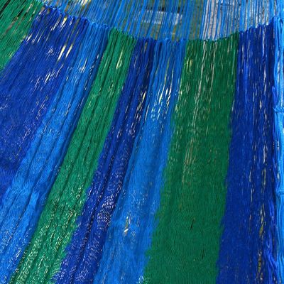 Alternate image for Double Mayan Rope Style Nylon Hammock Handmade in Mexico Sea Breeze