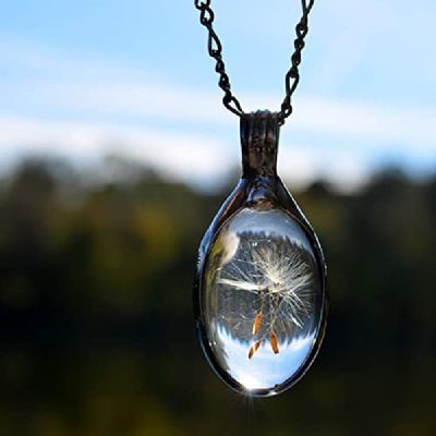 Alternate image for Wish Necklace, Dandelion Seed Pendant, 3 Seeds, 3 Wishes