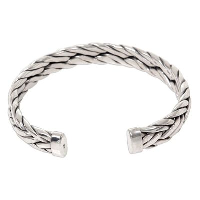 Alternate image for Mens Modern Sterling Silver Cuff Bracelet Flowing Water