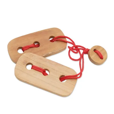 Alternate image for Fair Trade Handmade Teak Wood Pub Style Puzzle Red Omed-Omedan