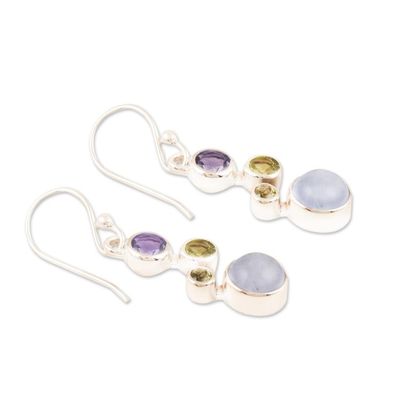 Alternate image for Peridot and Rainbow Moonstone Dangle Earrings Sparkling Path