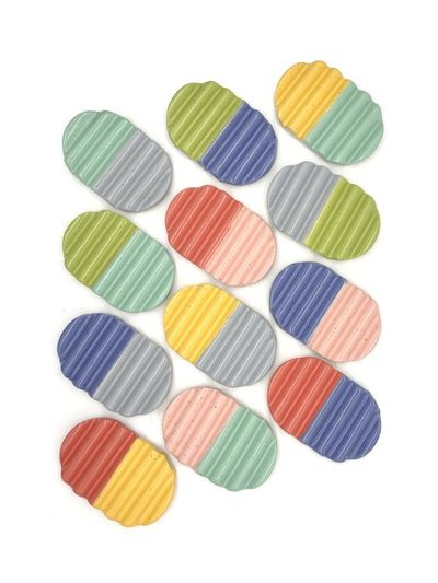 Alternate image for Aqua Yellow Colorblock Ceramic Soap Dish