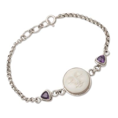 Alternate image for Amethyst and Sterling Silver Moon Bracelet Purple Moonlight