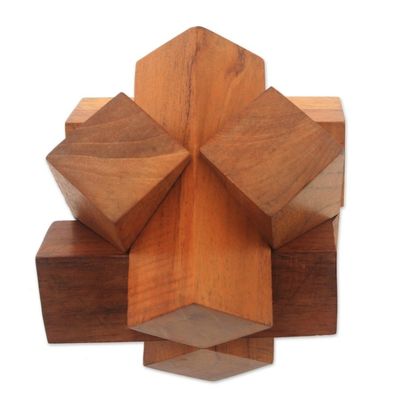 Alternate image for Artisan Crafted Teak Wood Block Puzzle from Java Magical Blocks