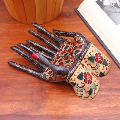 Alternate image for Floral Batik Wood Ring Holder from Java Beautiful Hands