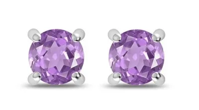 Alternate image for Sterling Silver Amethyst Stud Earrings