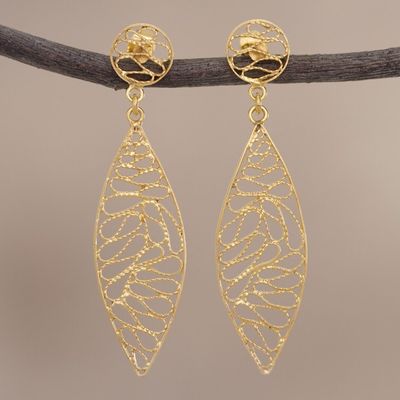 Primary image for Gold Plated Silver Filigree Dangle Earrings from Peru Glistening Waves