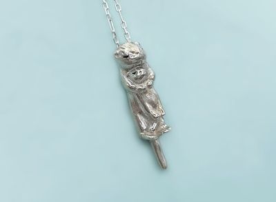 Alternate image for Silver Otter with Baby Necklace