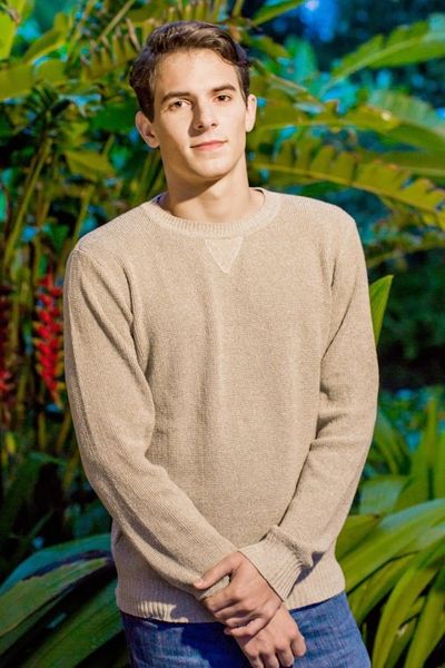 Alternate image for Mens Beige Cotton Pullover Sweater from Guatemala Sporting Elegance