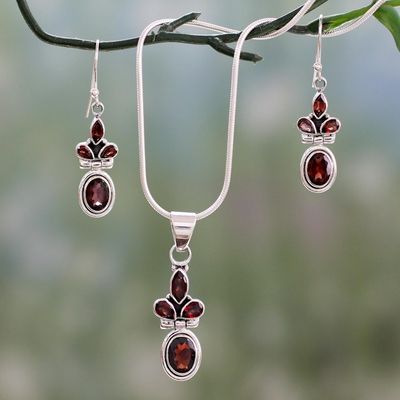 Alternate image for Garnet Earrings and Necklace Jewelry Set Eternal Passion
