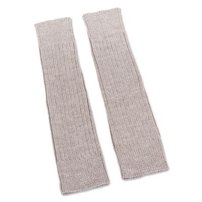 Alternate image for Versatile Beige Alpaca Leg Warmers Knitted in Peru Beige Winter Dancer