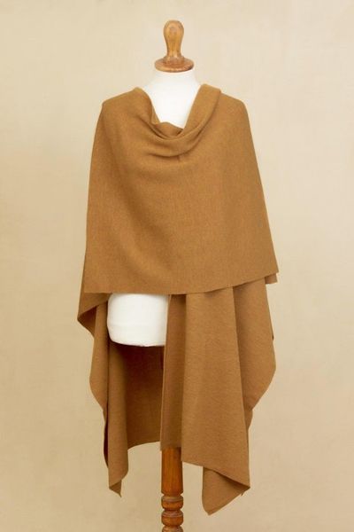 Alternate image for Knit Alpaca Blend Ruana in Sunrise from Peru Elegant Fashion in Sunrise