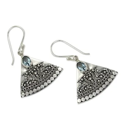 Alternate image for Indonesian Earrings with Blue Topaz Kintamani