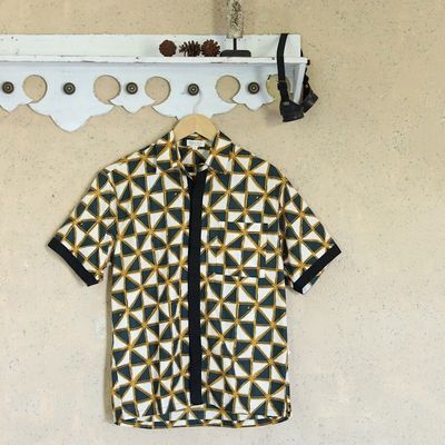Alternate image for Mens Batik Cotton Shirt with Geometric Motif Weathervane