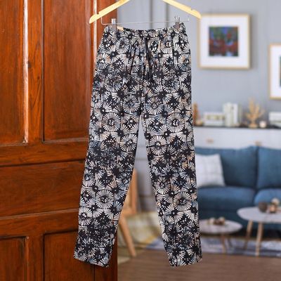 Alternate image for Circular Motif Mens Cotton Lounge Pants from Bali Dawn Fireworks