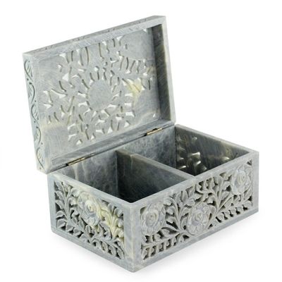 Alternate image for Jali Soapstone Jewelry Box White Roses
