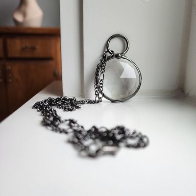 Alternate image for Kaleidoscope Pendant Necklace for Women, Faceted Prism Glass Crystal Jewelry