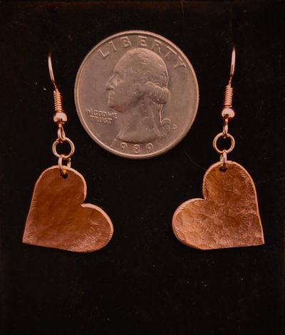 Alternate image for Copper heart earrings, small