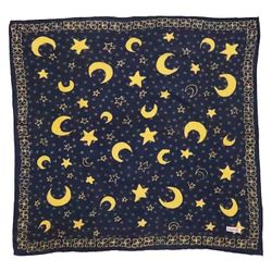 Image for Full Hand Drawn Batik Tulis Bandana Authentic, 100% Soft Cotton, Celestial Blue, Moon and star