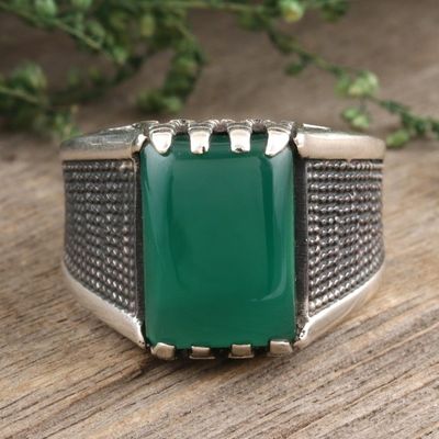 Alternate image for Mens Green Onyx Cocktail Ring Green Strength