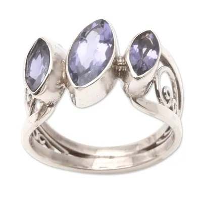 Alternate image for Amethyst and Sterling Silver Cocktail Ring Spark