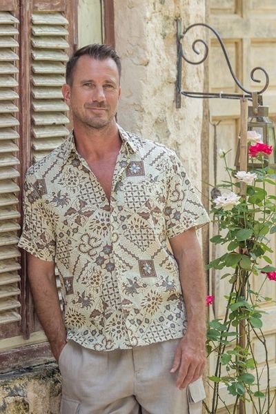 Primary image for Handmade Mens Cotton Batik Shirt with Balinese Motifs Javanese Batik