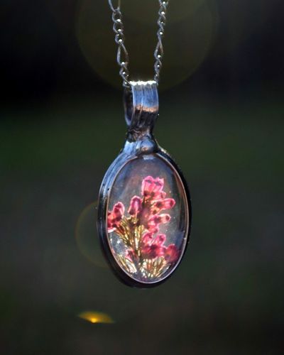 Alternate image for Scottish Heather Pendant Necklace for Women, Real Pressed Flower Jewelry