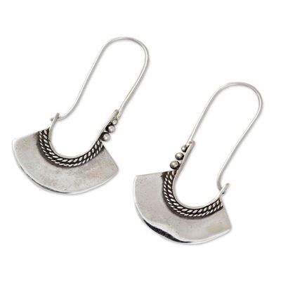 Alternate image for Womens Sterling Silver Hoop Earrings Hollow Bell