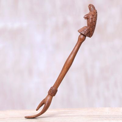 Primary image for Turtle Themed Wood Back Scratcher Hand Carved in Bali Turtle Relief in Natural