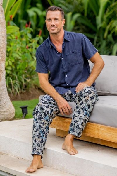 Alternate image for Circular Motif Mens Cotton Lounge Pants from Bali Dawn Fireworks