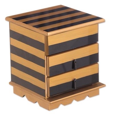 Alternate image for Reverse-Painted Glass Jewelry Chest in Gold and Black Modern Gleam