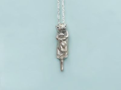 Alternate image for Silver Otter with Baby Necklace