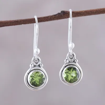 Alternate image for 4.5-Carat Peridot Dangle Earrings from India Glistening Circles