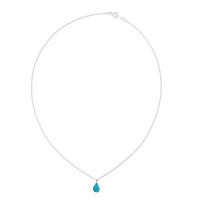 Alternate image for Taxco Sterling Silver Natural Turquoise Teardrop Necklace Heavens Tears