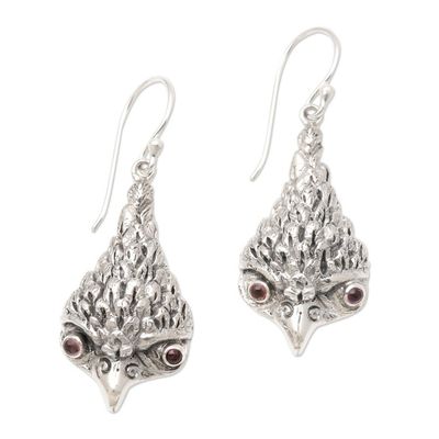 Alternate image for Amethyst and Sterling Silver Owl Dangle Earrings All Knowing